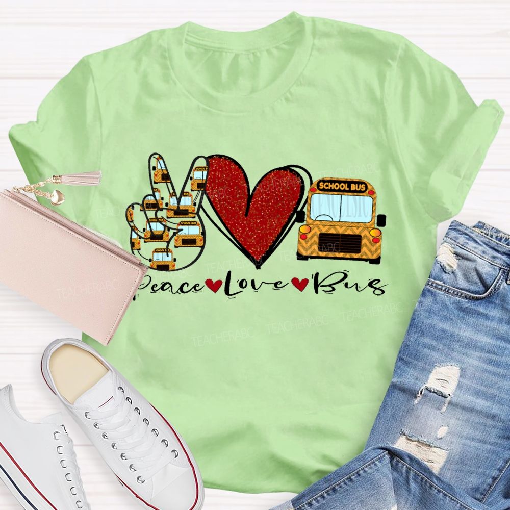 Peace Love School Bus Valentine'S Day T-shirt