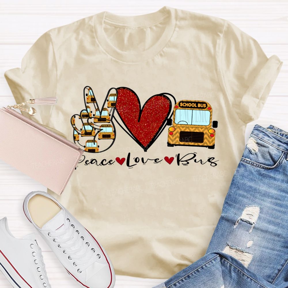 Peace Love School Bus Valentine'S Day T-shirt