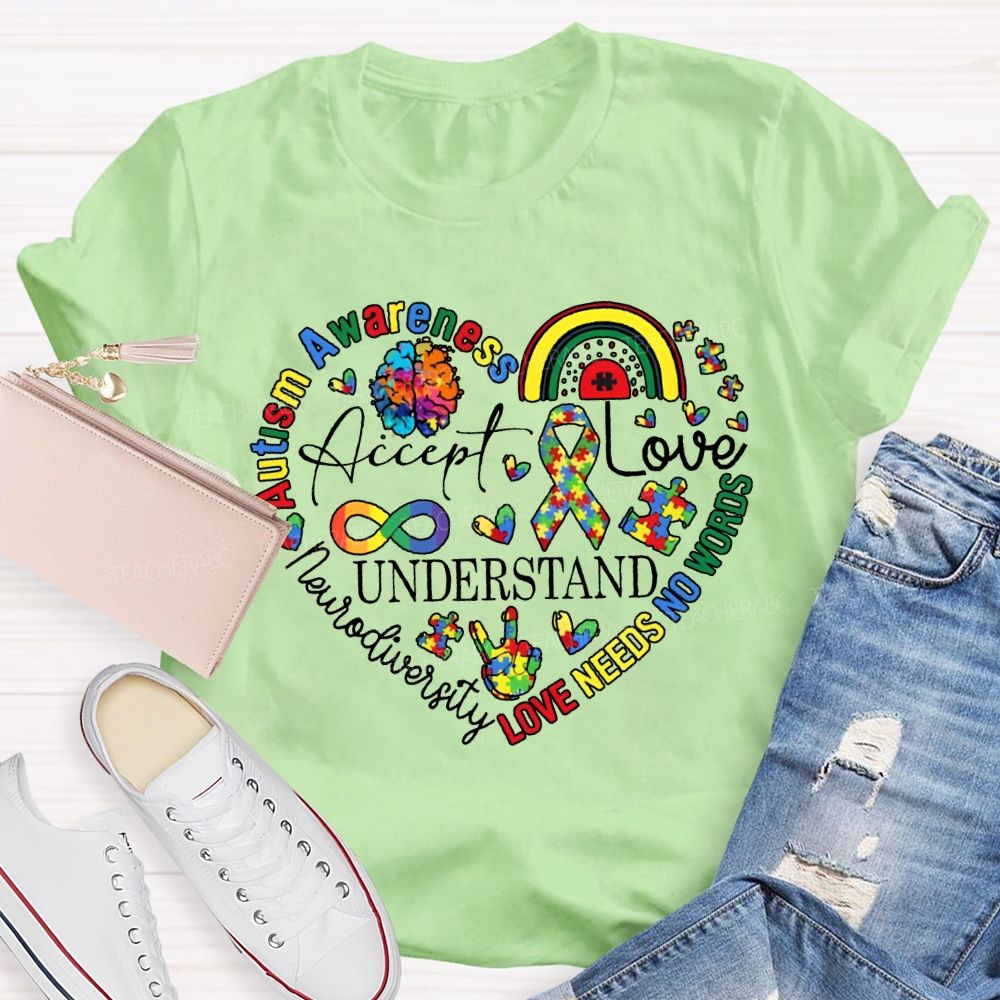 Accept Love Understand Autism Awareness Special Education T-shirt
