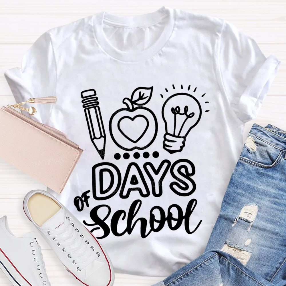 100 Days Of School Apple Bright T-shirt