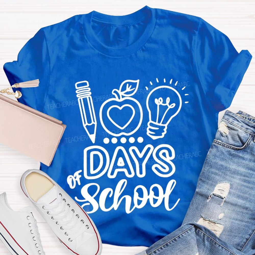 100 Days Of School Apple Bright T-shirt