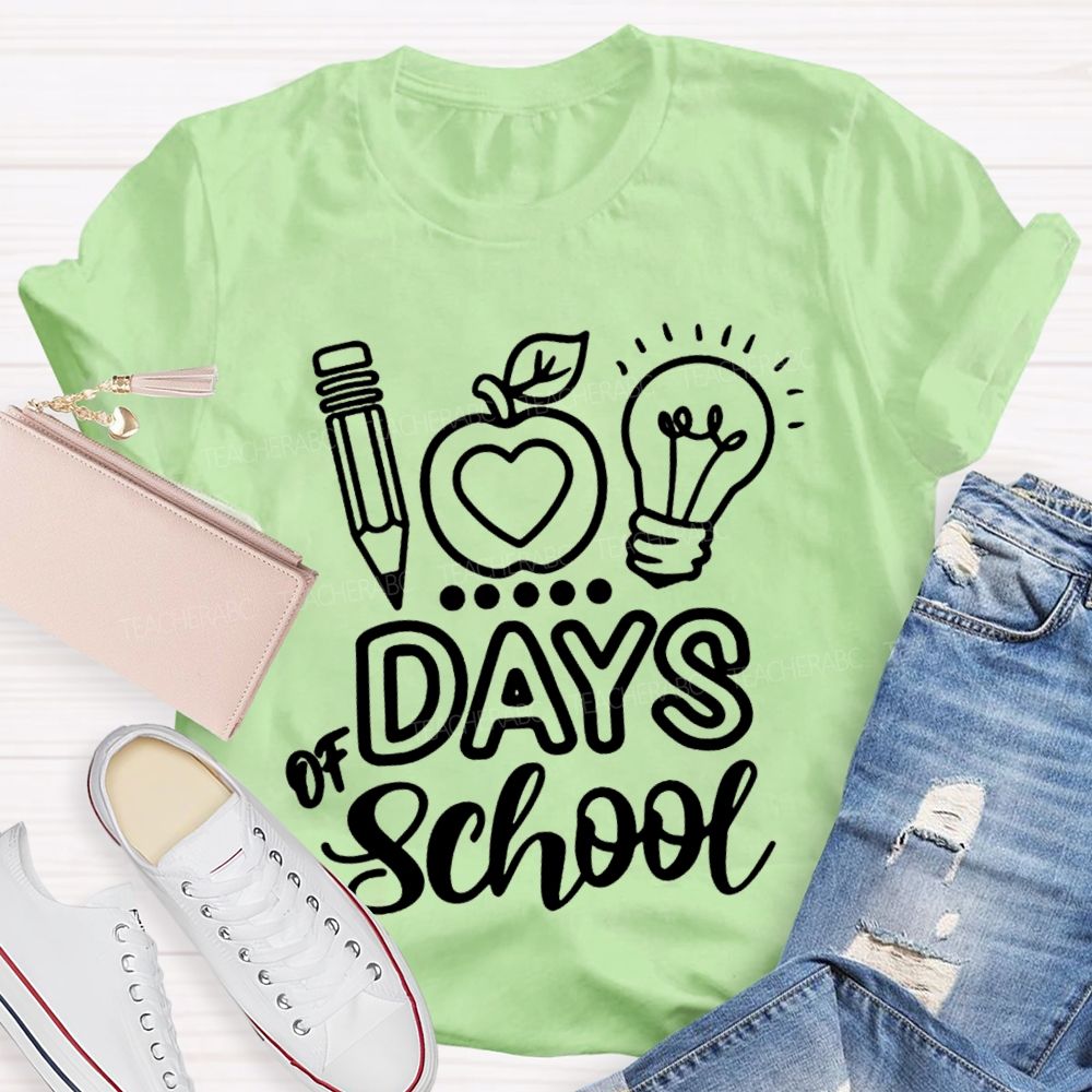 100 Days Of School Apple Bright T-shirt