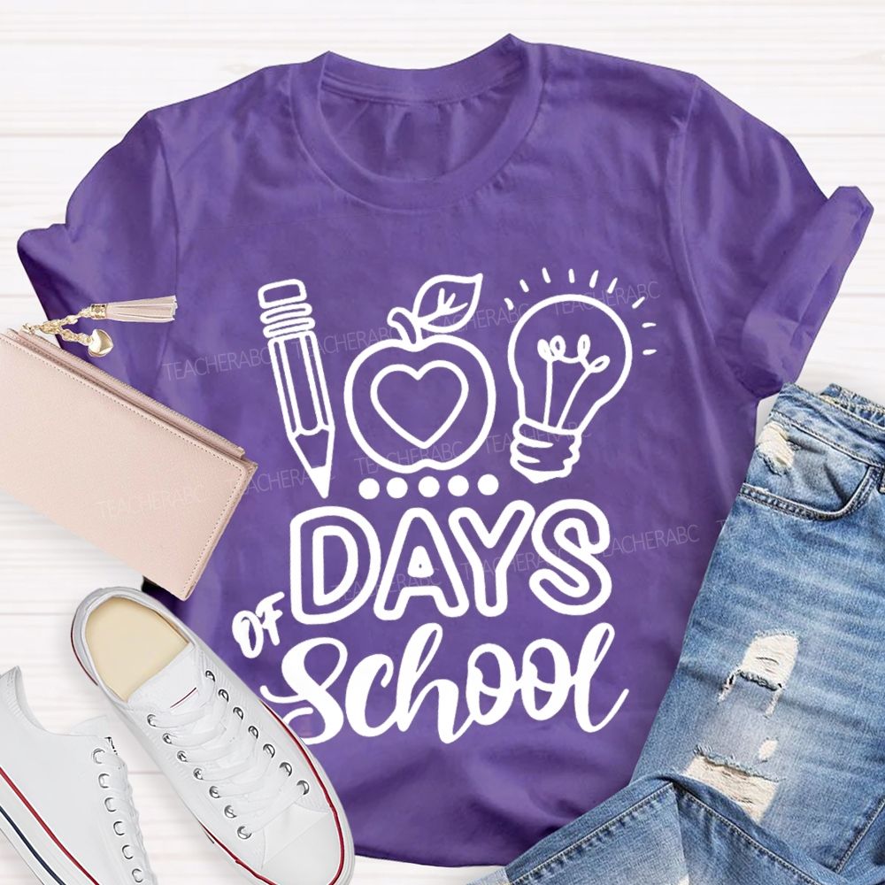 100 Days Of School Apple Bright T-shirt