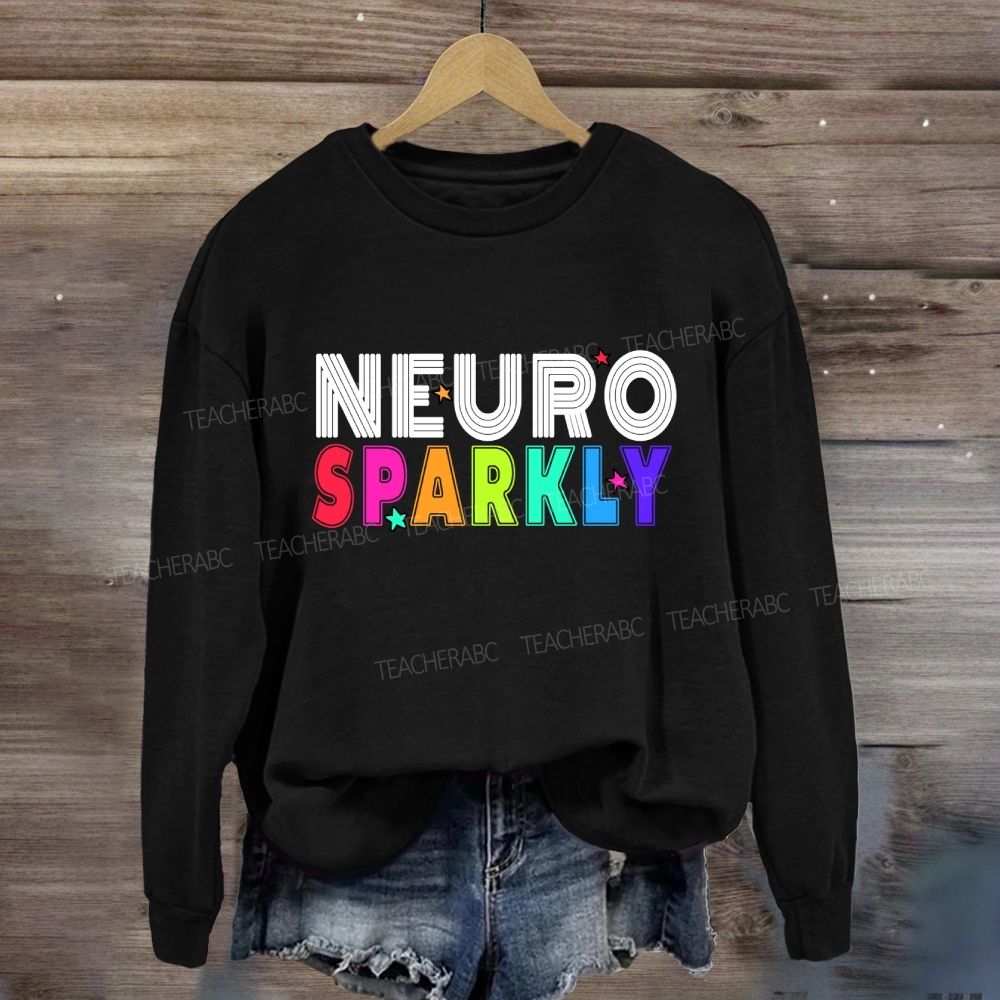Neuro Sparkly Colored Fonts And Stars Sweatshirt