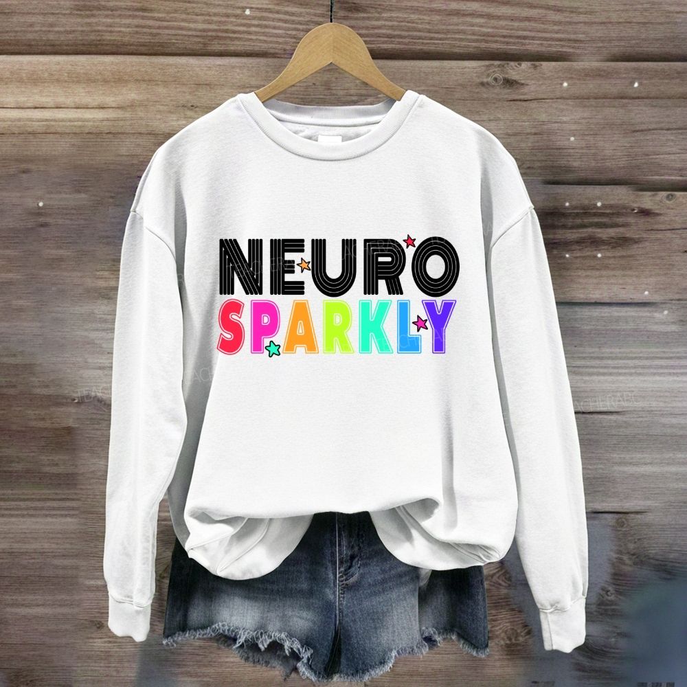 Neuro Sparkly Colored Fonts And Stars Sweatshirt
