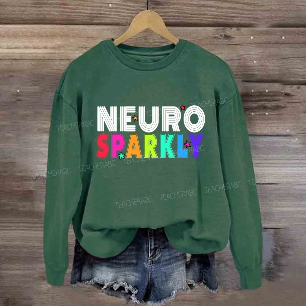 Neuro Sparkly Colored Fonts And Stars Sweatshirt