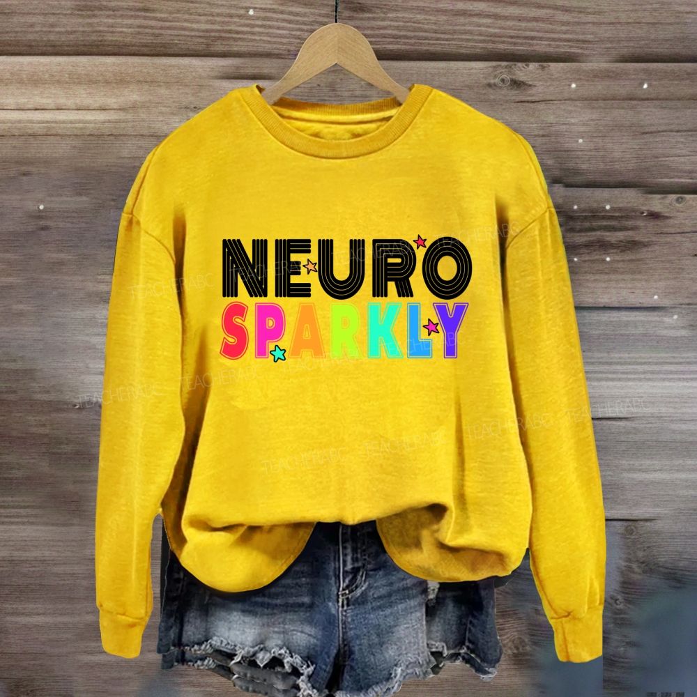 Neuro Sparkly Colored Fonts And Stars Sweatshirt