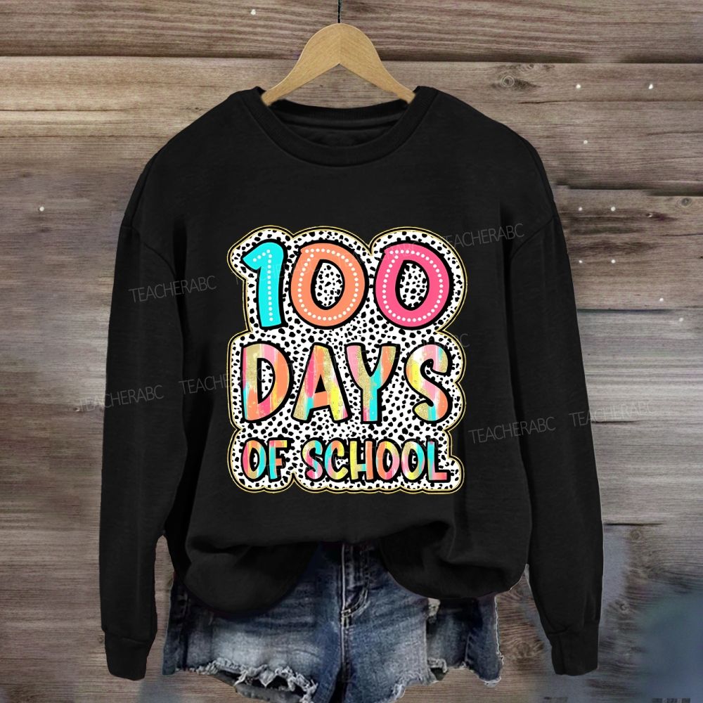 100 Days Of School Polka Dot Printed Sweatshirt