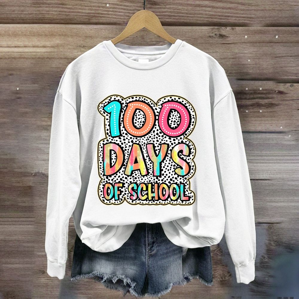 100 Days Of School Polka Dot Printed Sweatshirt