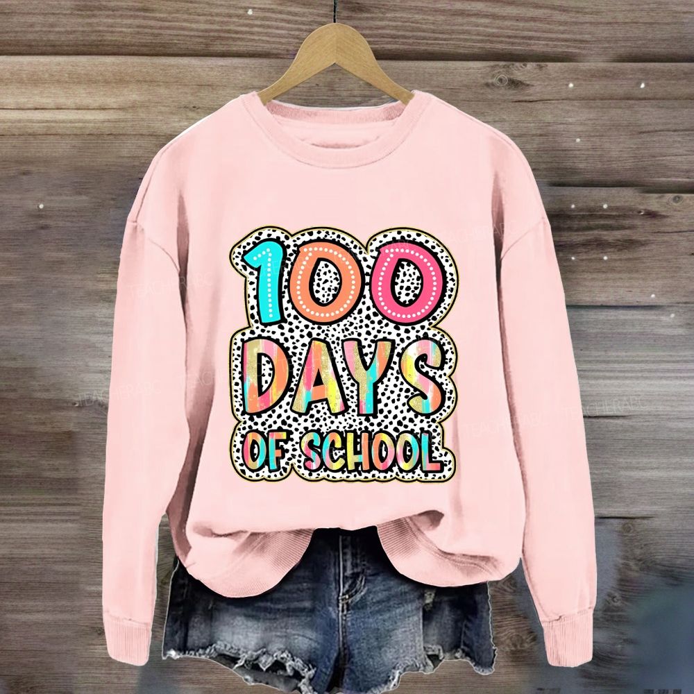 100 Days Of School Polka Dot Printed Sweatshirt