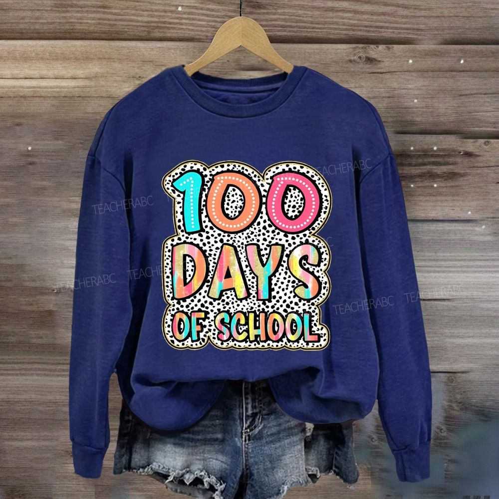 100 Days Of School Polka Dot Printed Sweatshirt