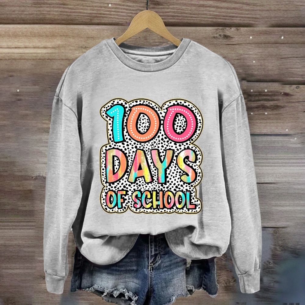 100 Days Of School Polka Dot Printed Sweatshirt
