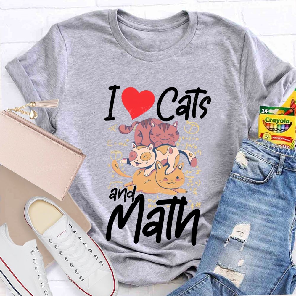 I Love Cats And Math Teacher T-shirt