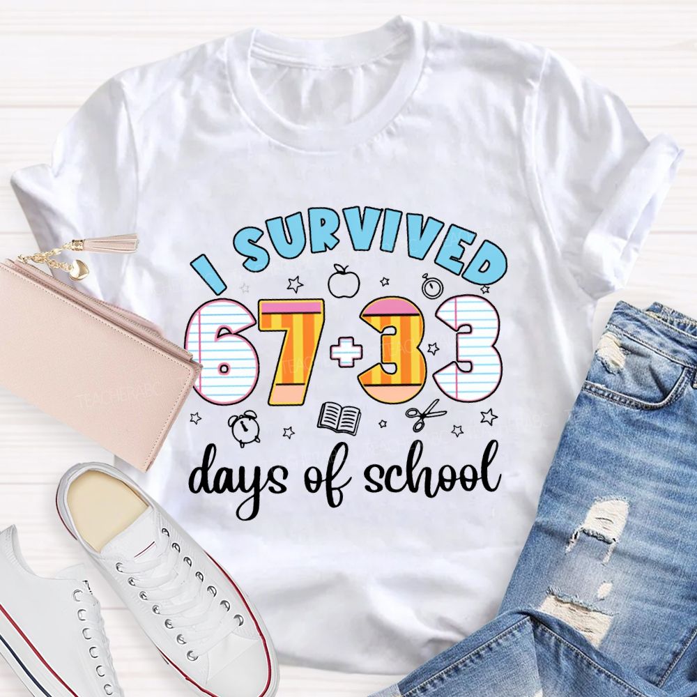 I Survived 100 Days Of School Math Teacher T-shirt