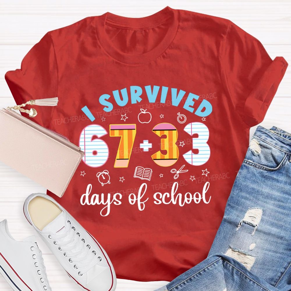 I Survived 100 Days Of School Math Teacher T-shirt
