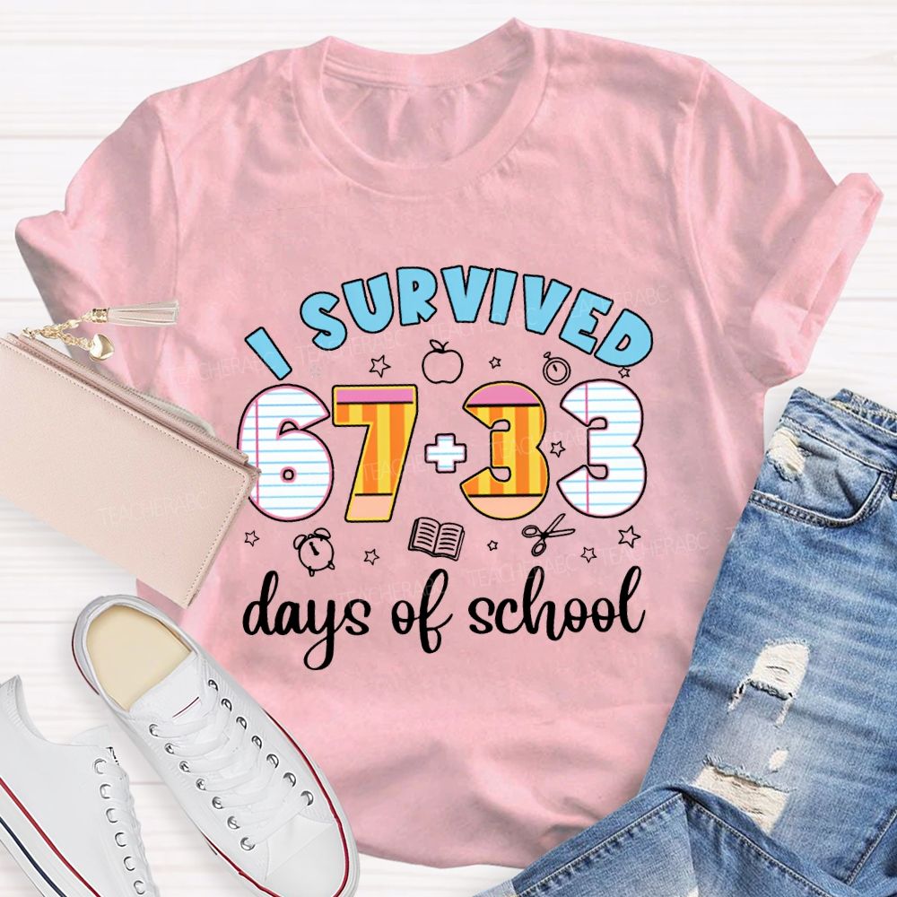 I Survived 100 Days Of School Math Teacher T-shirt