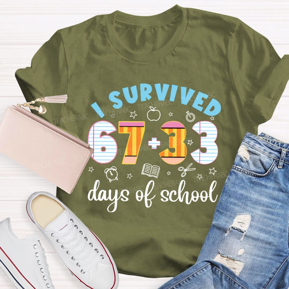I Survived 100 Days Of School Math Teacher T-shirt