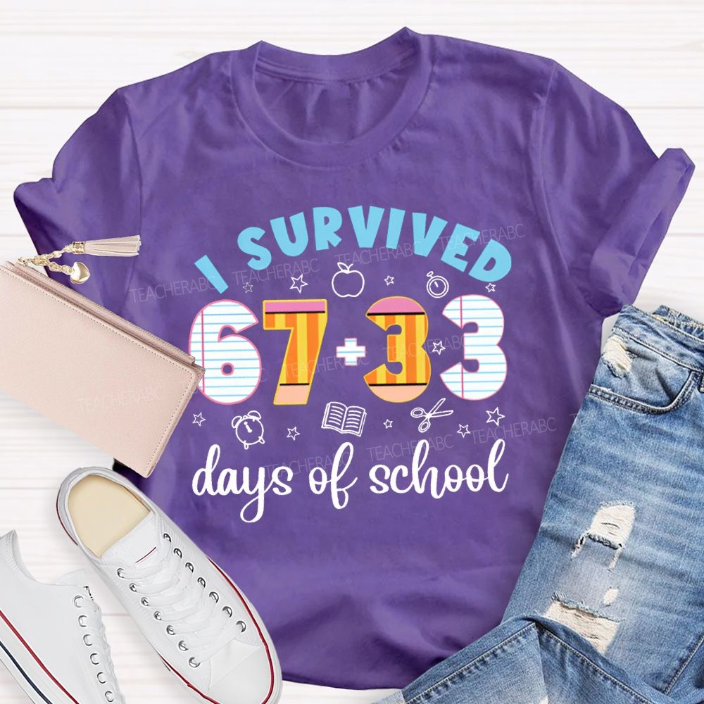 I Survived 100 Days Of School Math Teacher T-shirt