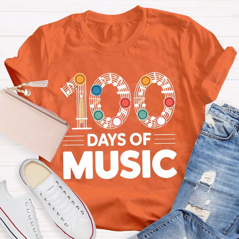 100 Days Of Music Note Music Teacher T-shirt