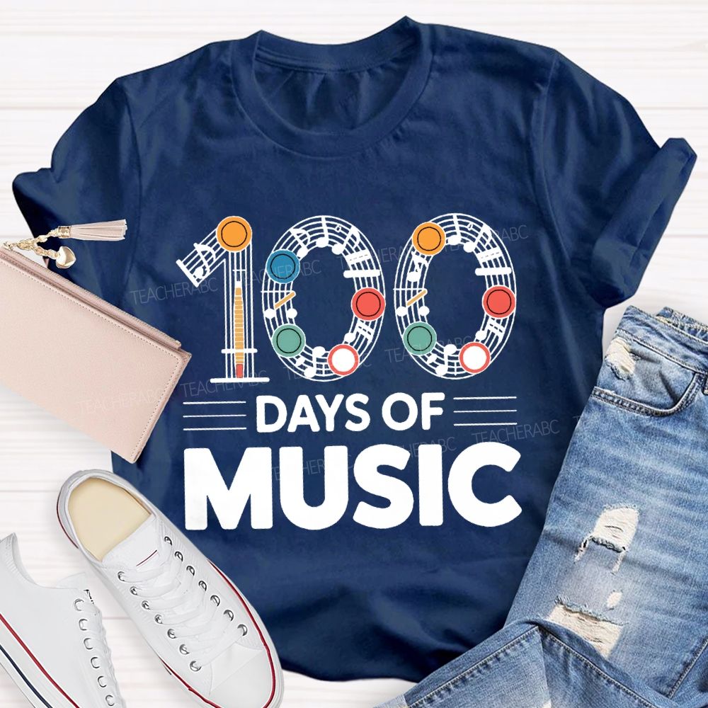 100 Days Of Music Note Music Teacher T-shirt
