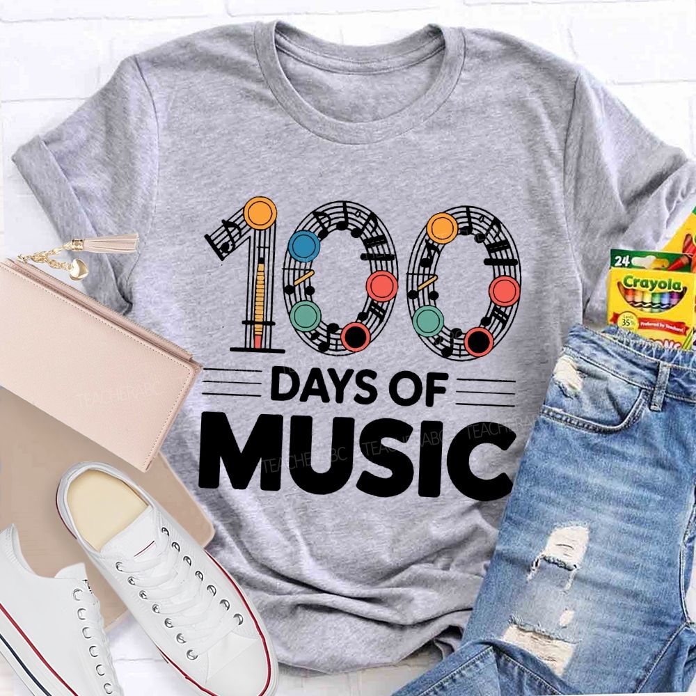 100 Days Of Music Note Music Teacher T-shirt