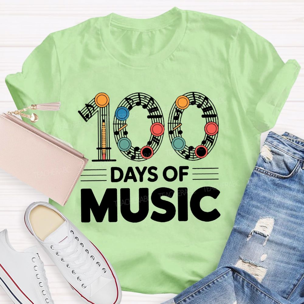 100 Days Of Music Note Music Teacher T-shirt