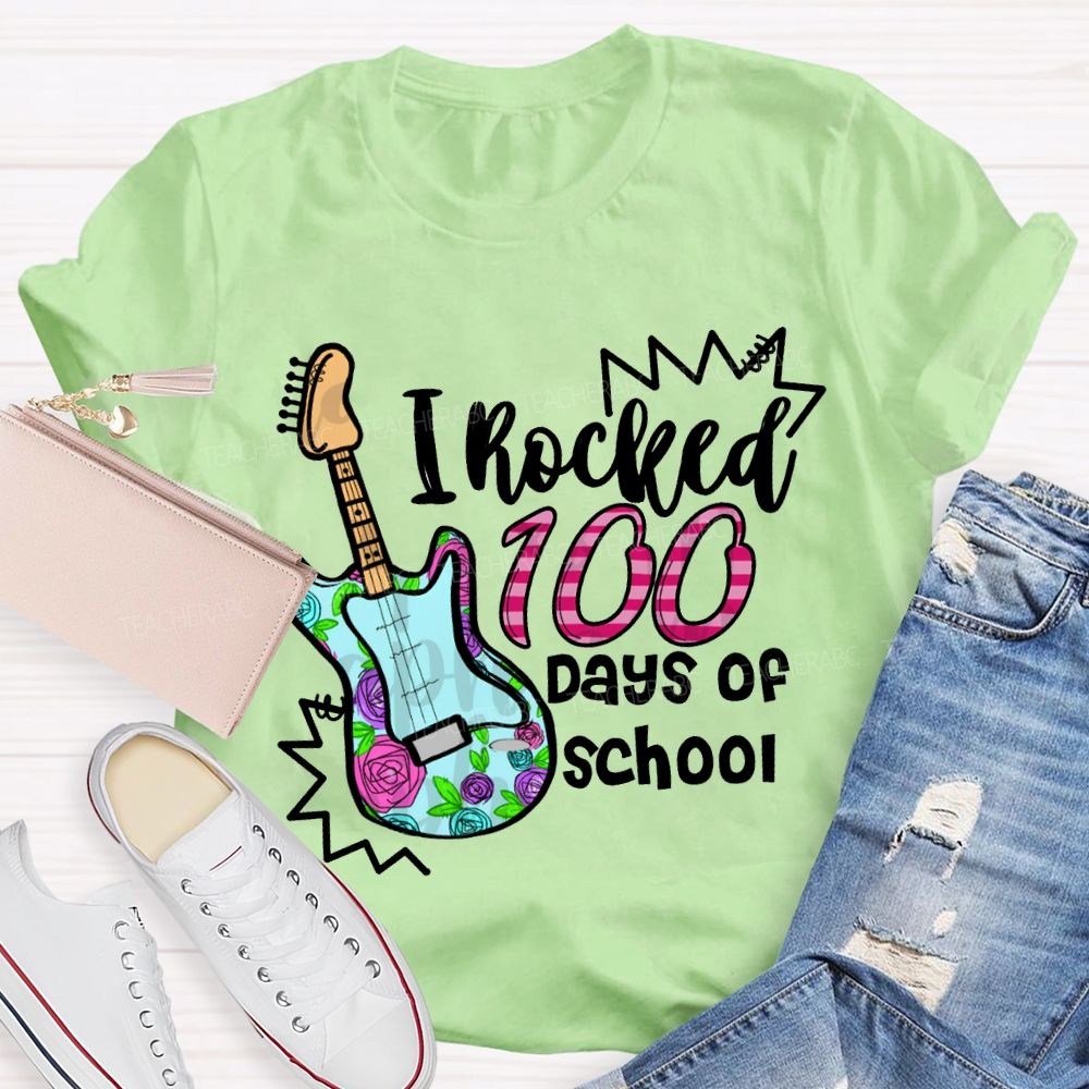 I Rocked 100 Days Of School Guitar Music Teacher T-shirt