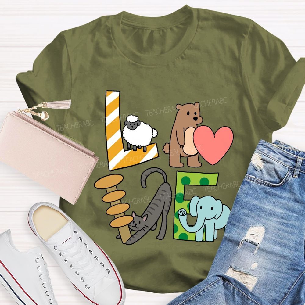 Love Students With Heart Cute Cat T-Shirt