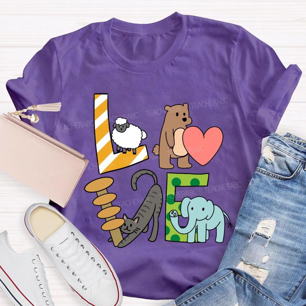 Love Students With Heart Cute Cat T-Shirt