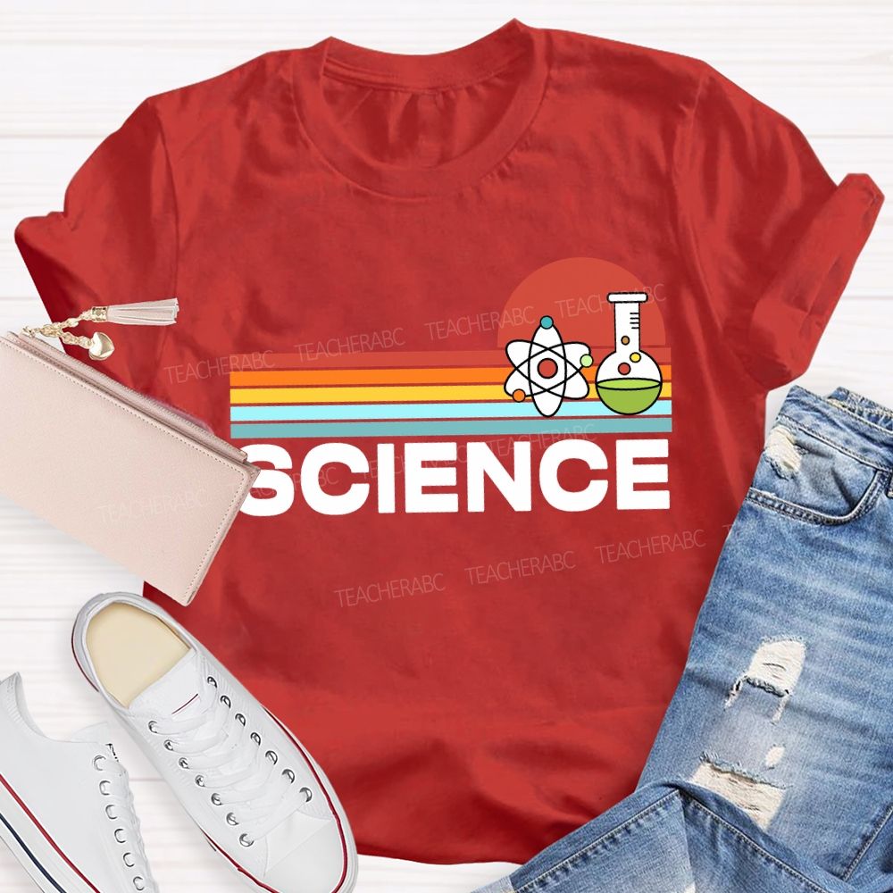 Science Teacher Colorful Line Prints T-shirt