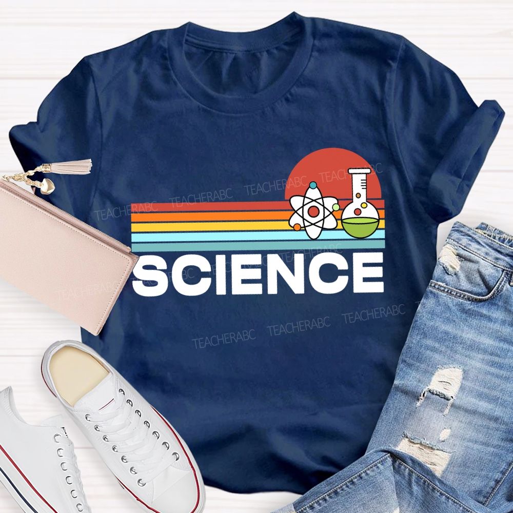 Science Teacher Colorful Line Prints T-shirt