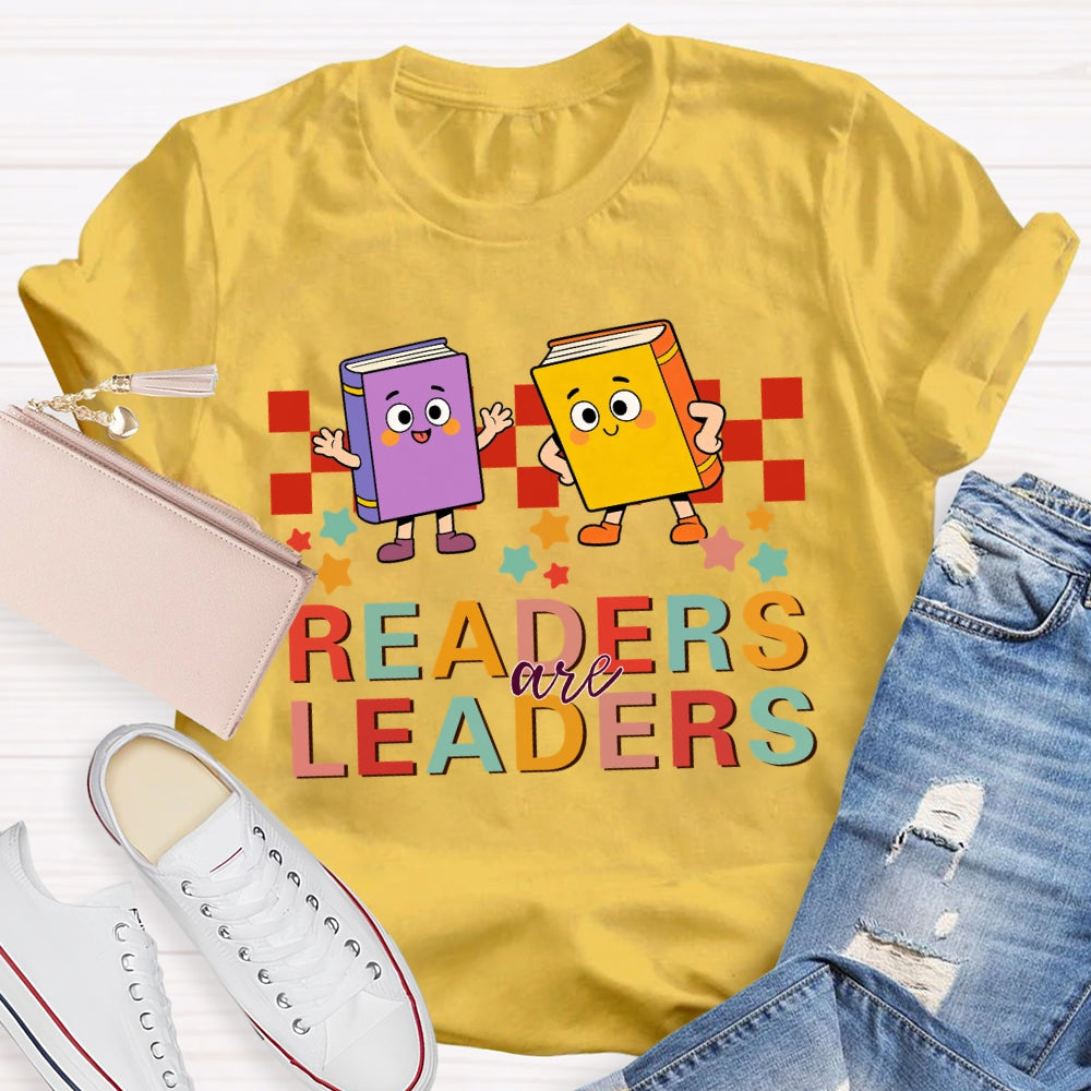 Readers Are Leaders Colored Books And Stars T-shirt
