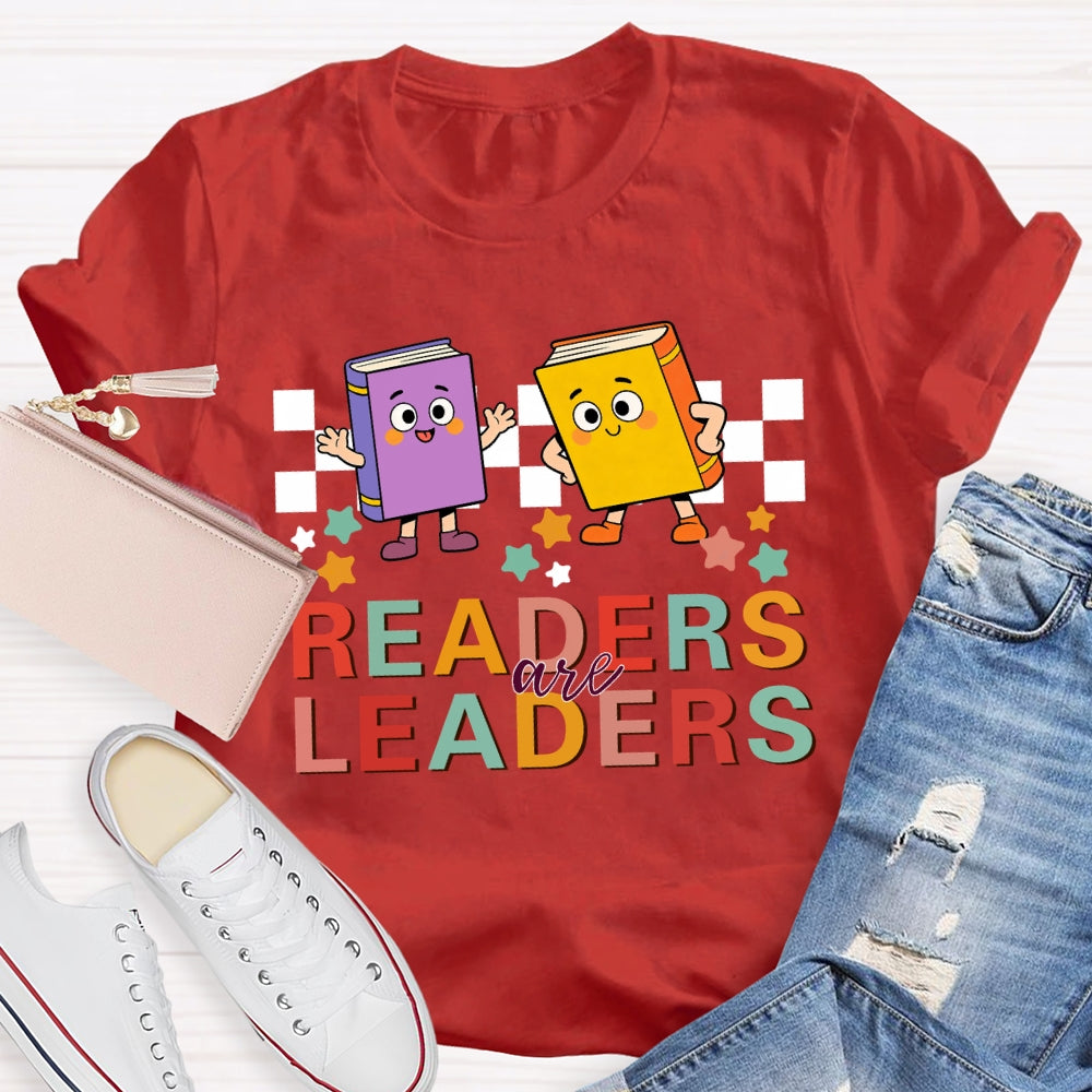 Readers Are Leaders Colored Books And Stars T-shirt