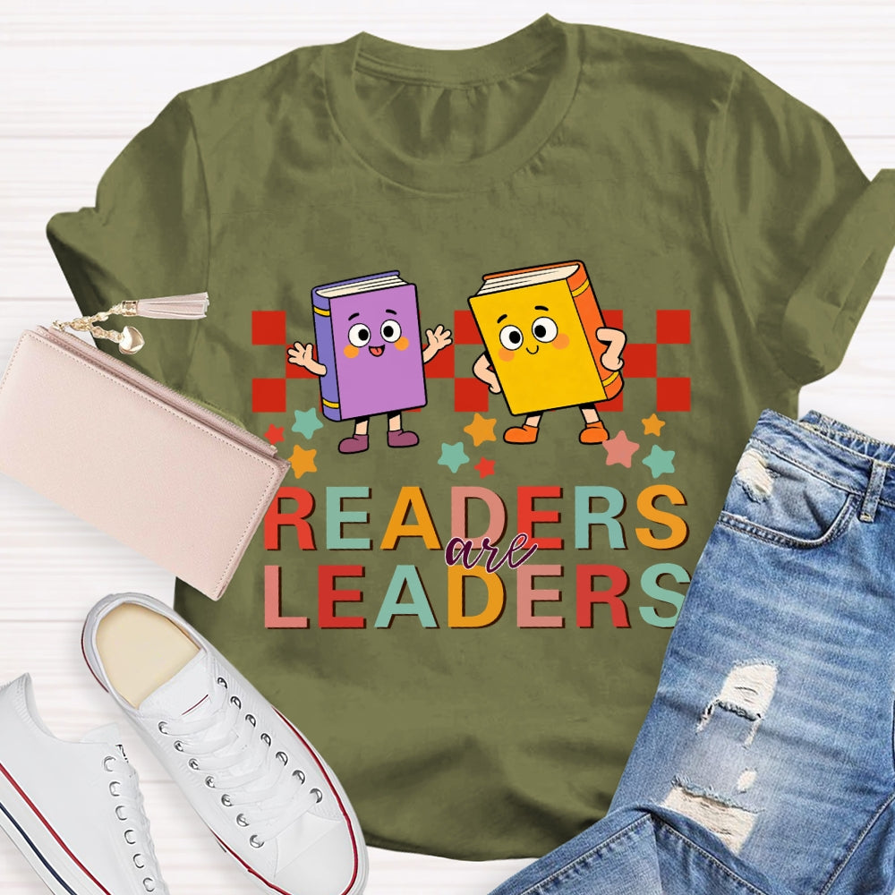 Readers Are Leaders Colored Books And Stars T-shirt