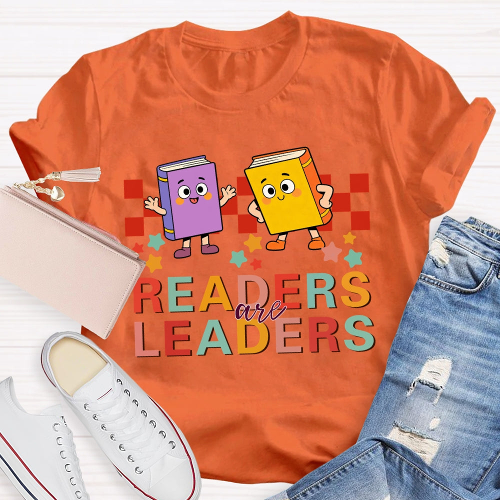 Readers Are Leaders Colored Books And Stars T-shirt