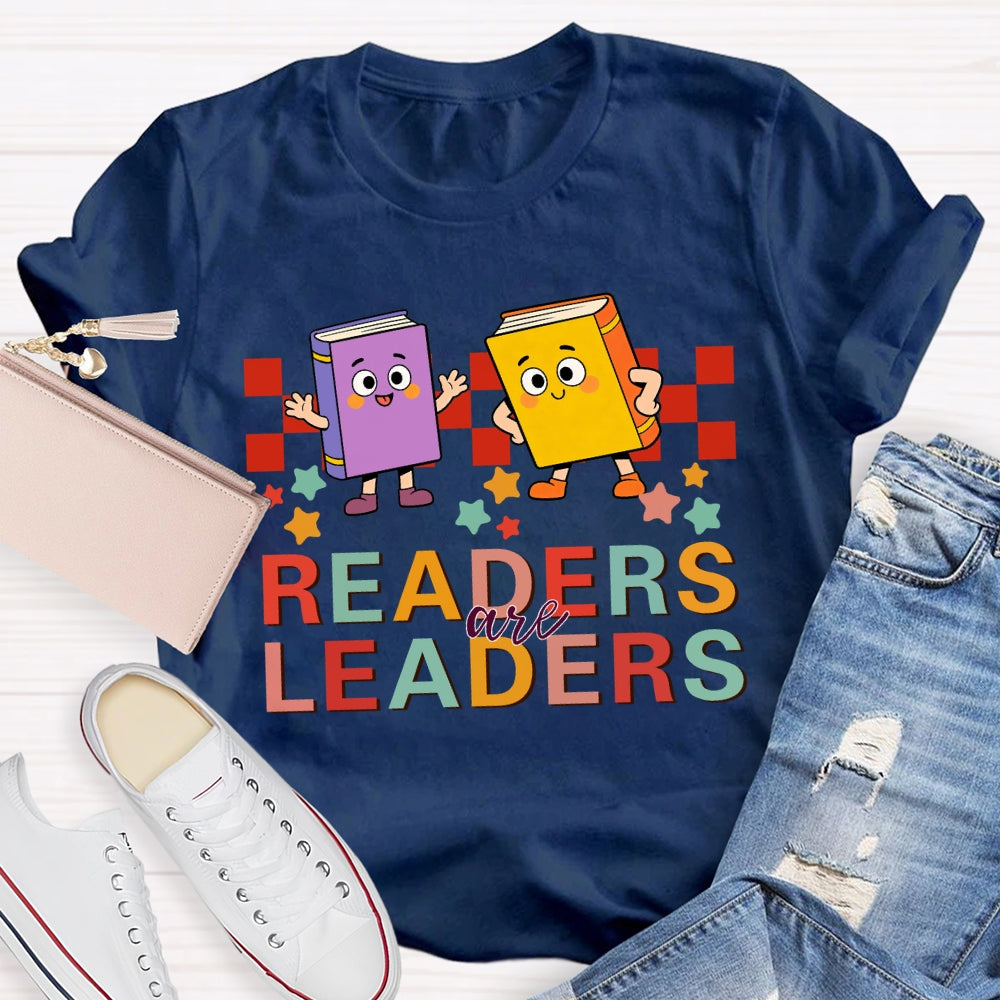 Readers Are Leaders Colored Books And Stars T-shirt