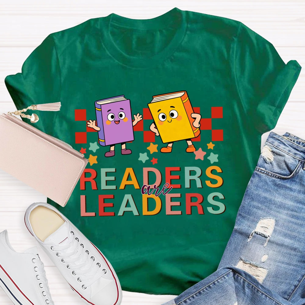 Readers Are Leaders Colored Books And Stars T-shirt