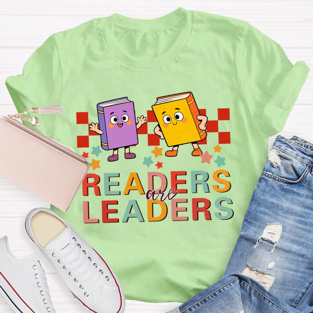 Readers Are Leaders Colored Books And Stars T-shirt
