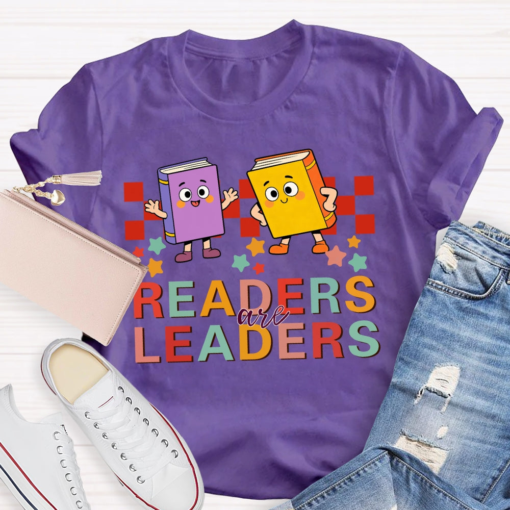 Readers Are Leaders Colored Books And Stars T-shirt