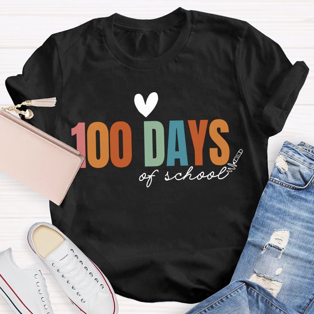 100 Days Of School Colored Fonts T-shirt
