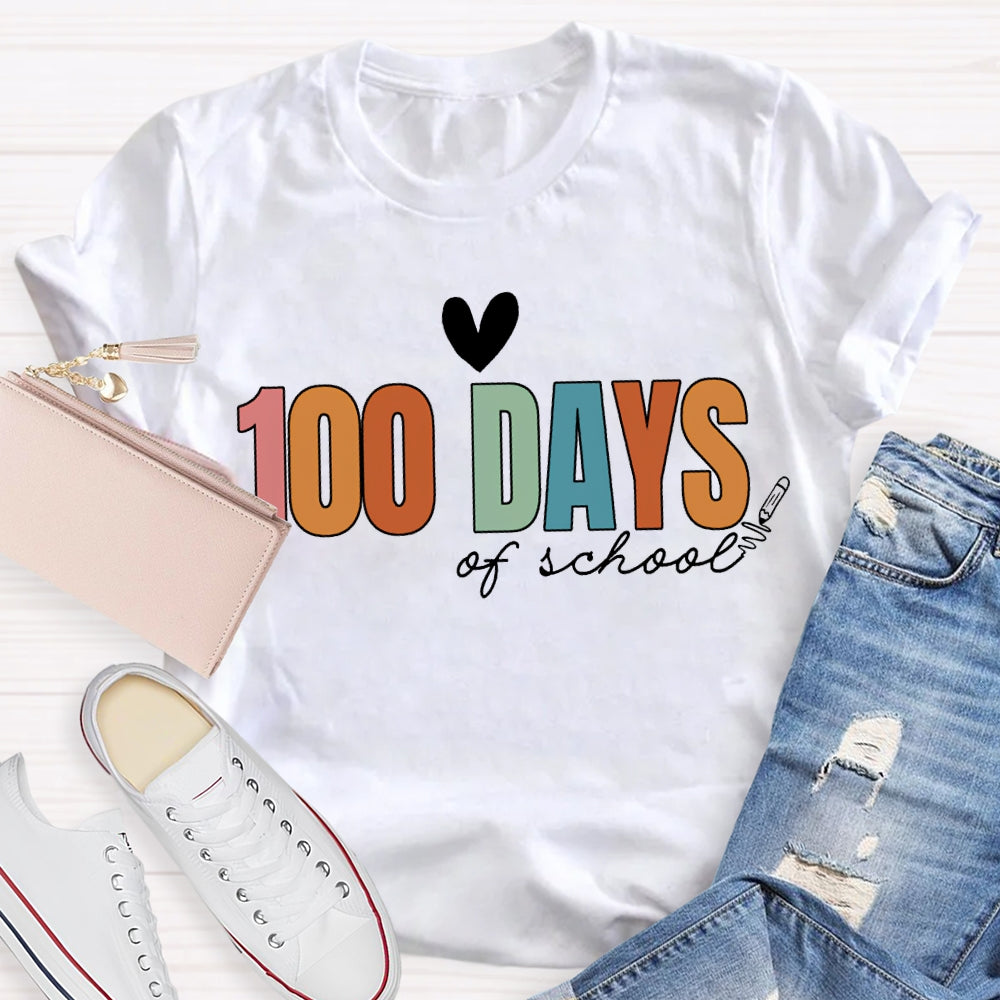 100 Days Of School Colored Fonts T-shirt
