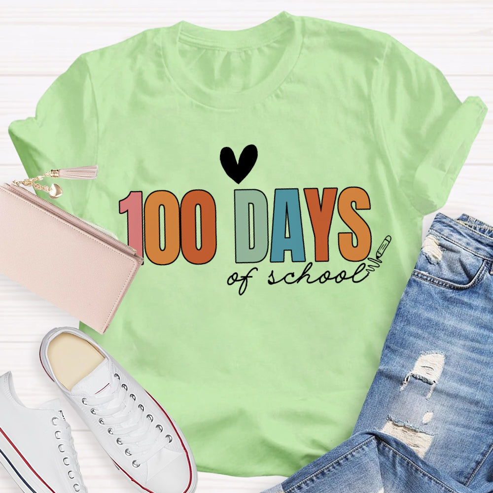 100 Days Of School Colored Fonts T-shirt