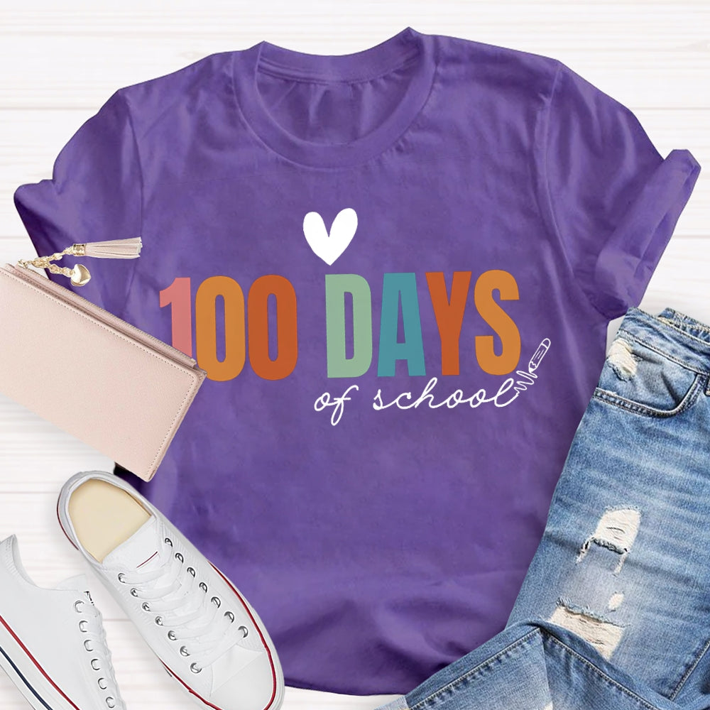 100 Days Of School Colored Fonts T-shirt