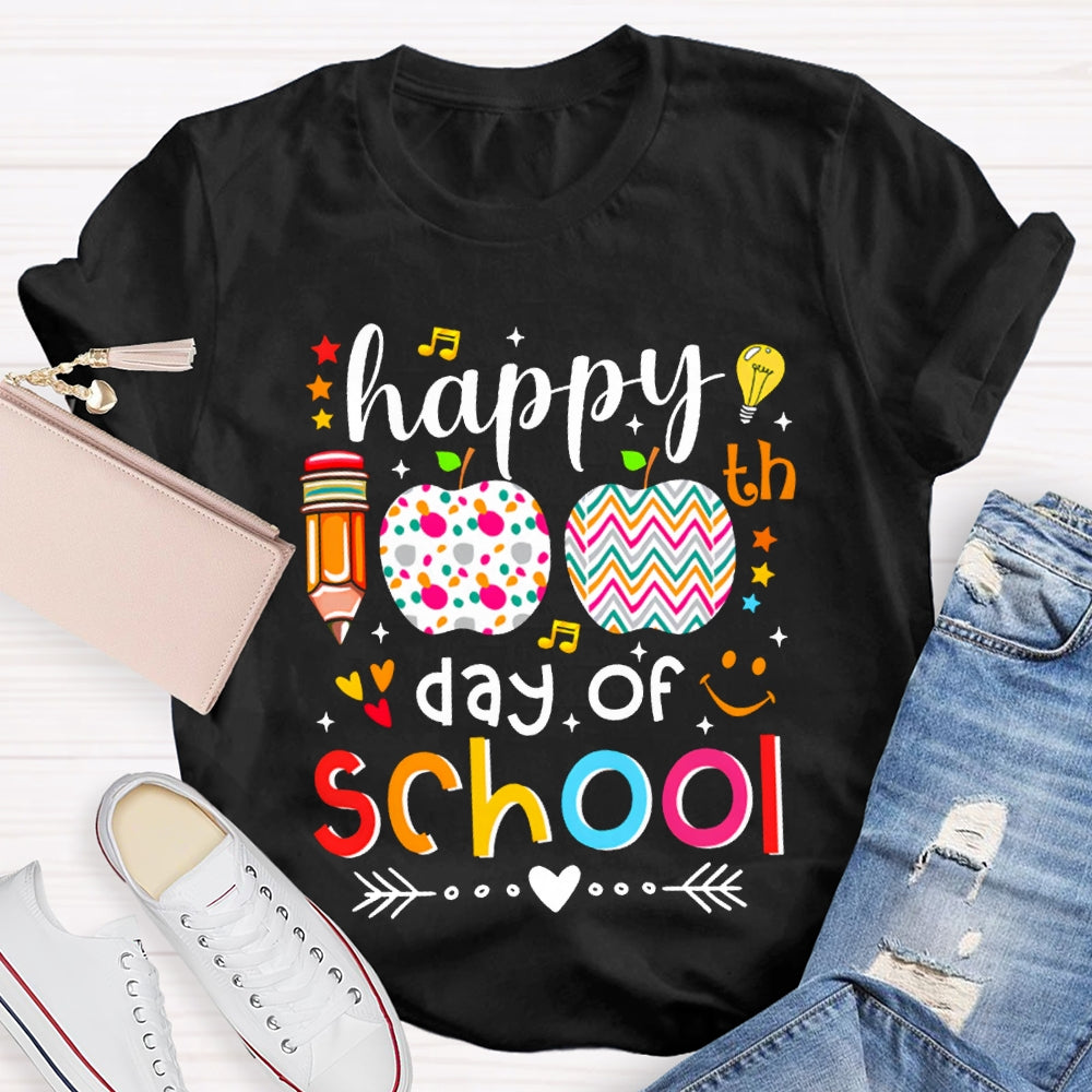 Happy 100 Days Of School Colorful Polka Dot Apples T-shirt