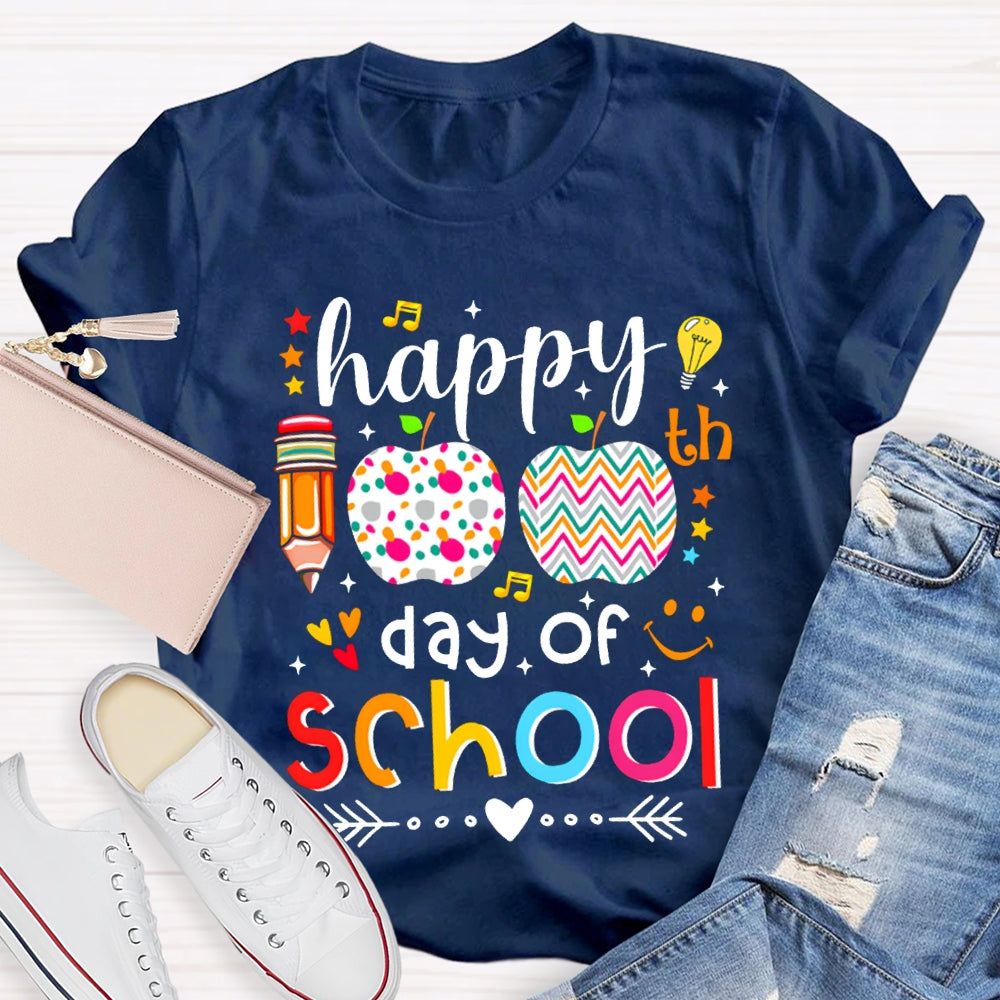 Happy 100 Days Of School Colorful Polka Dot Apples T-shirt