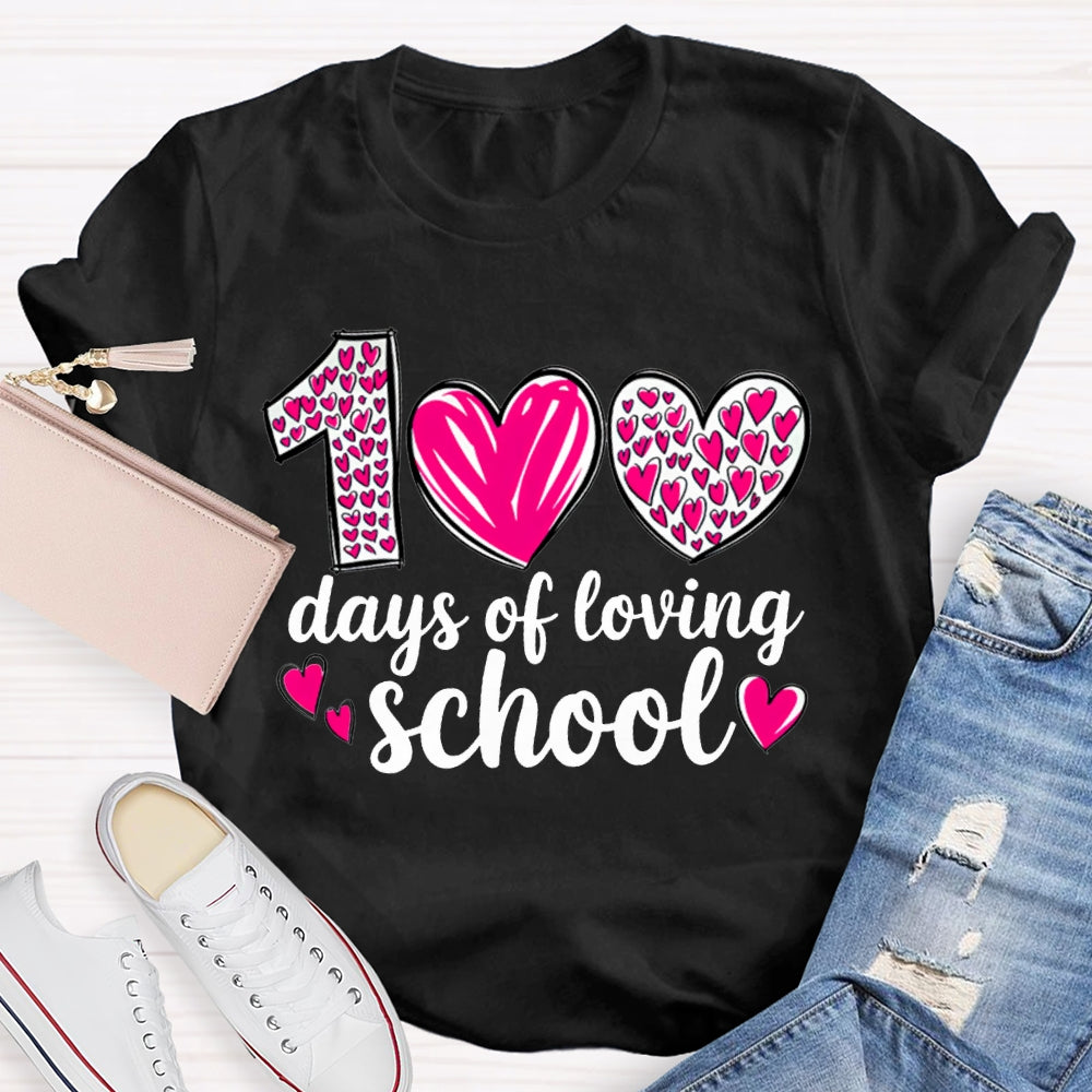 100 Days Of Loving School Heart Print T-shirt