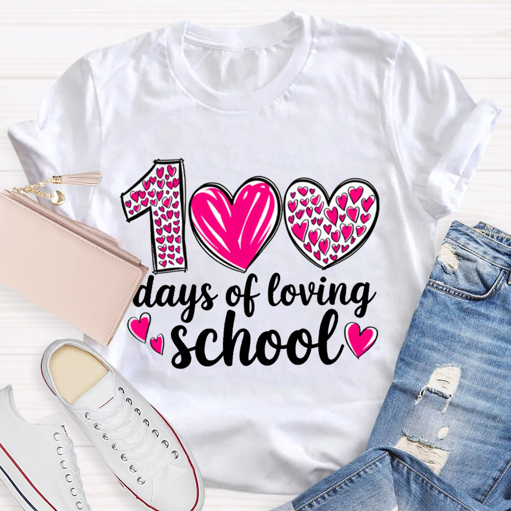 100 Days Of Loving School Heart Print T-shirt
