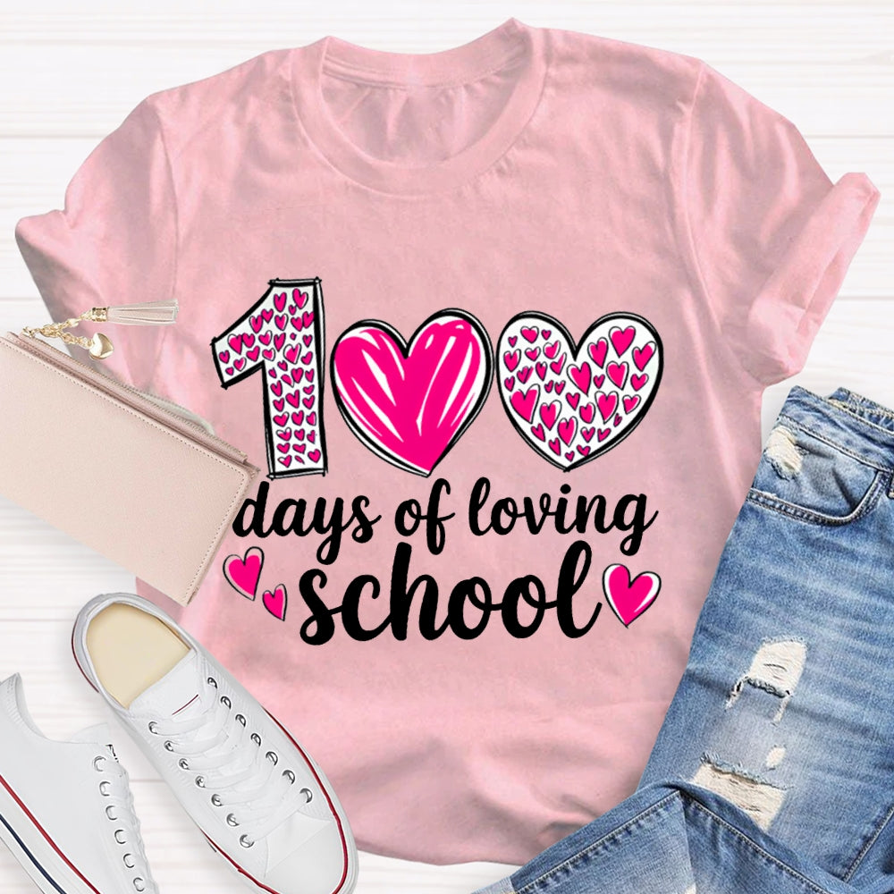 100 Days Of Loving School Heart Print T-shirt