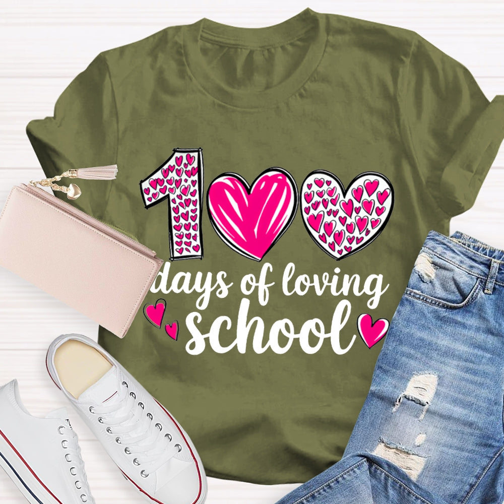 100 Days Of Loving School Heart Print T-shirt