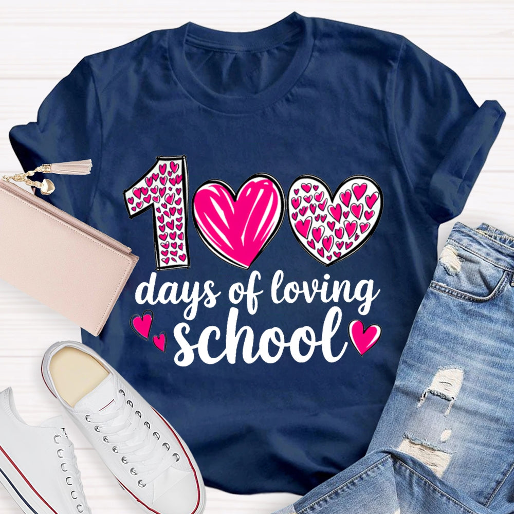 100 Days Of Loving School Heart Print T-shirt